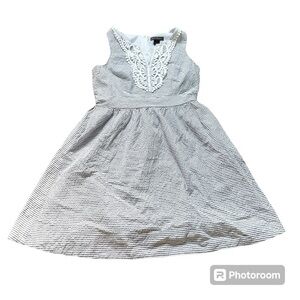 Cotton Sleeveless Jessica Howard Grey & White Striped Sun Dress with Pockets